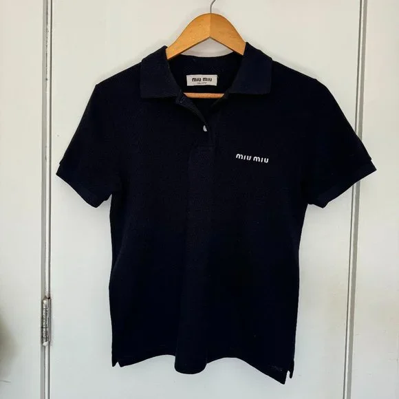 トップス miumiu polo shirt Miu Miu Knitted Polo Shirt | Pink | FARFETCH